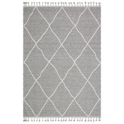 Tapis géométrique gris / blanc 2 pi 7 po x 4 pi 11 po Menderes