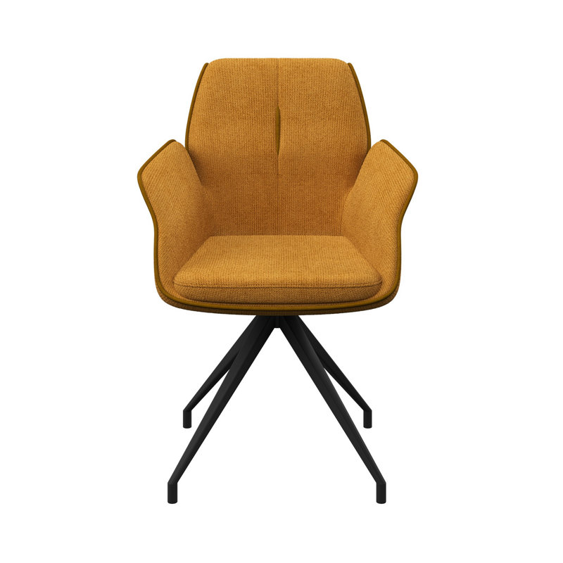 Armonia Fabric Swivel Dining ArmChair, Mustard