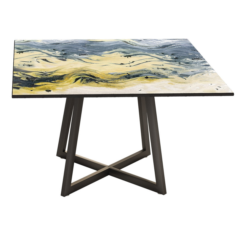 Etna Outdoor Square Dining Table, Yellow/Black