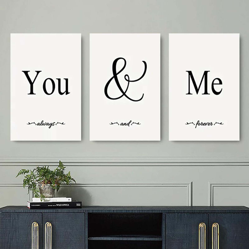 3 Piece Wrapped Canvas Print, White/Black