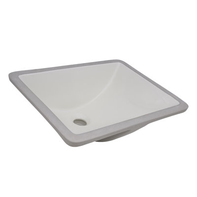Ruvati 18 x 12-3/4 inch Undermount Bathroom Sink Biscuit Rectangular Porcelain Ceramic with Overflow -