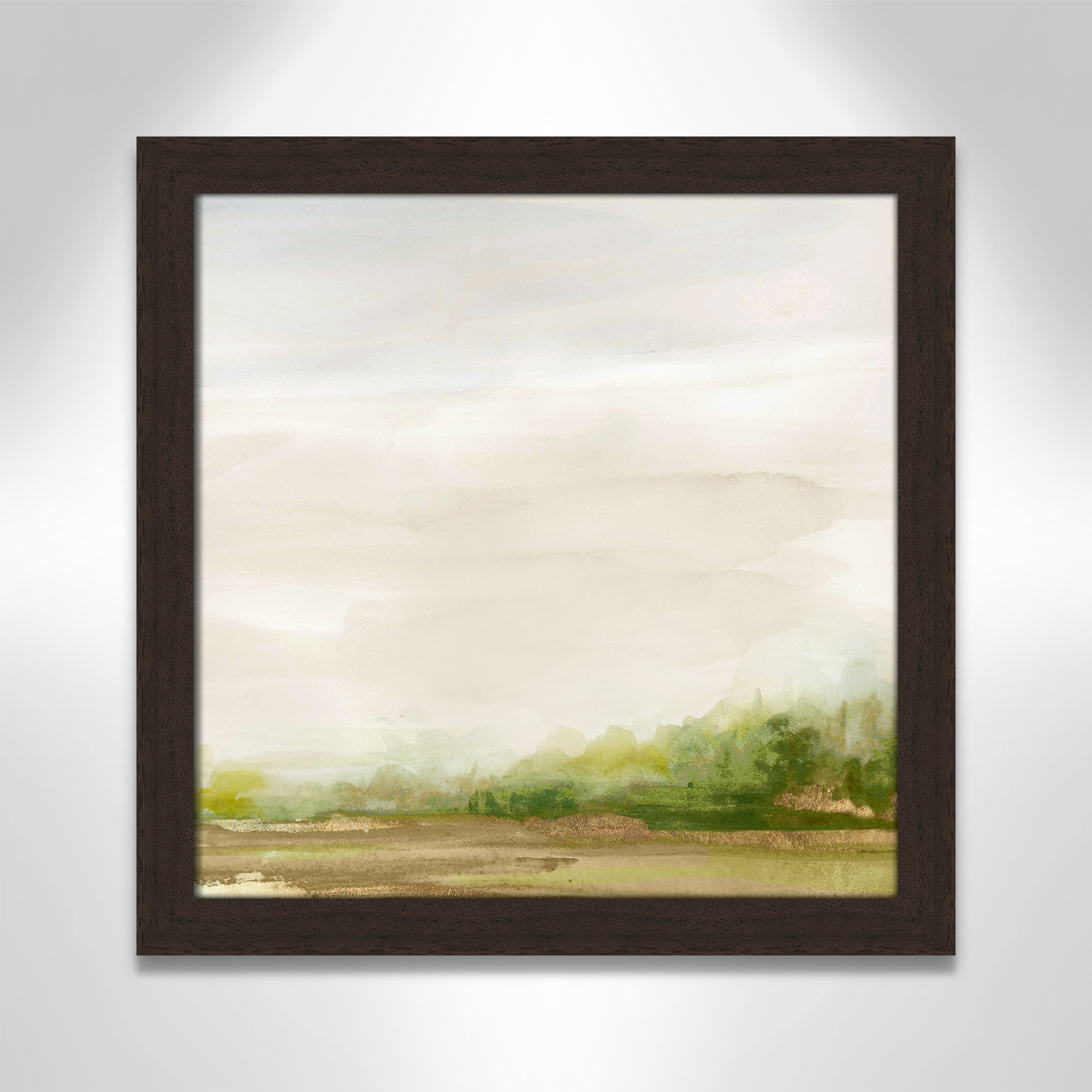Icarus "Evening Stroll" Painting, 18" H x 18" W x 1.12" D, Walnut Framed