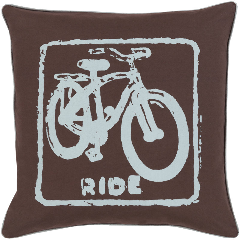 Housse de coussin 100% coton Big Kid Blocks, 22 po x 22 po, Brun foncé / aqua, Pas de remplissage