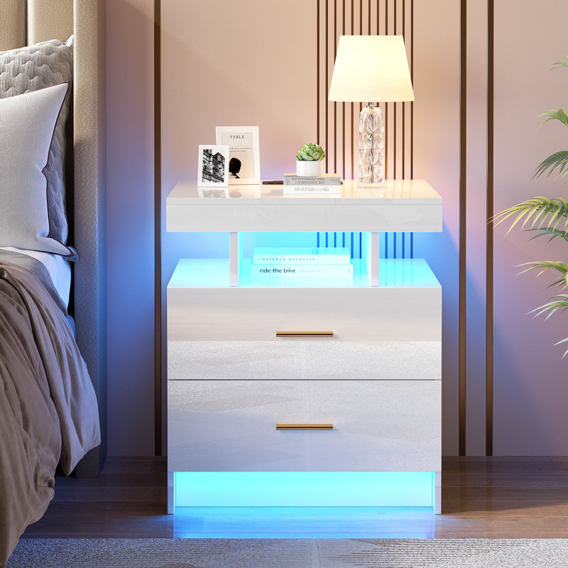 50cm W Bedside Table, White