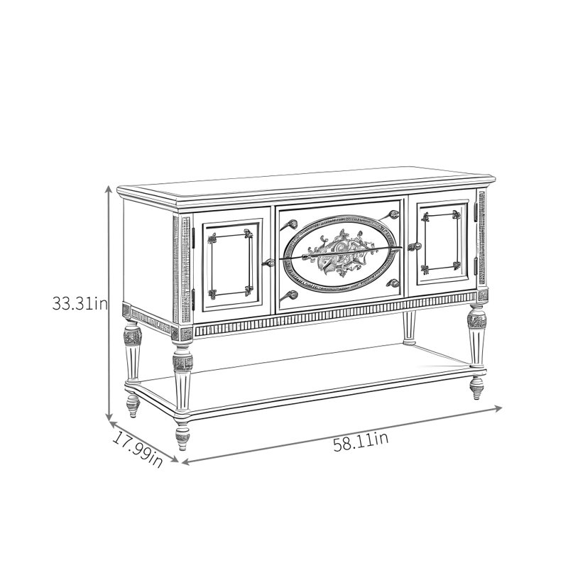 Buffet haut de gamme de style rétro, Gris clair