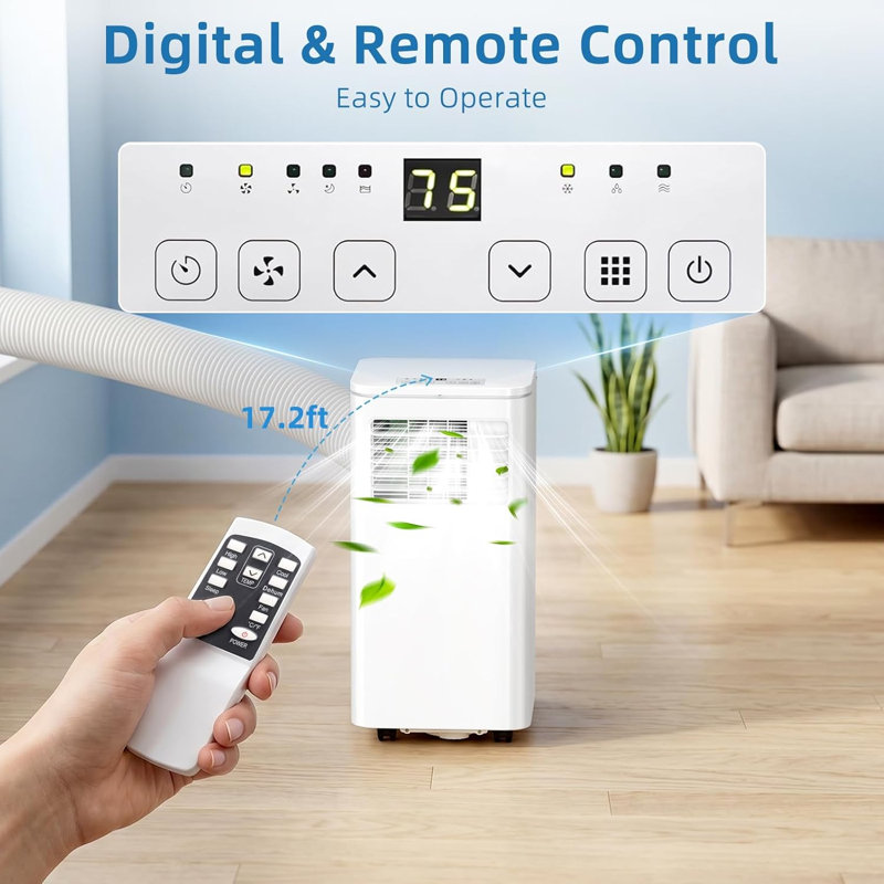 8000 BTU Portable Air Conditioner with LCD Remote,Cools 350 Sq.Ft, Ultra Quiet,Dehumidifier,24H Timer, Anti-Frozen Protection,for Bedroom,Livingroom,Apartment,Garage
