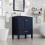 30 po London Meuble-lavabo simple bleu avec comptoir en quartz de Carrare et lavabo encastré en porcelaine
