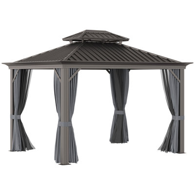 12 Ft. W x 10 Ft. D Aluminum Patio Gazebo -  Outsunny, 84C-204