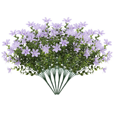 6 Bundles Artificial Flower For Outdoor & Indoor, 14.6'' Silk Flowers Faux Plants, Fake Wildflower Bouquet For Wedding Party Home Garden Patio Spring Decor (purple)