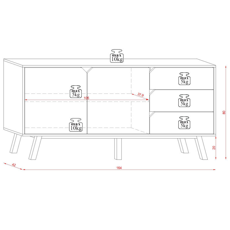 Jedidiah Unfinished TV Stand, Gray