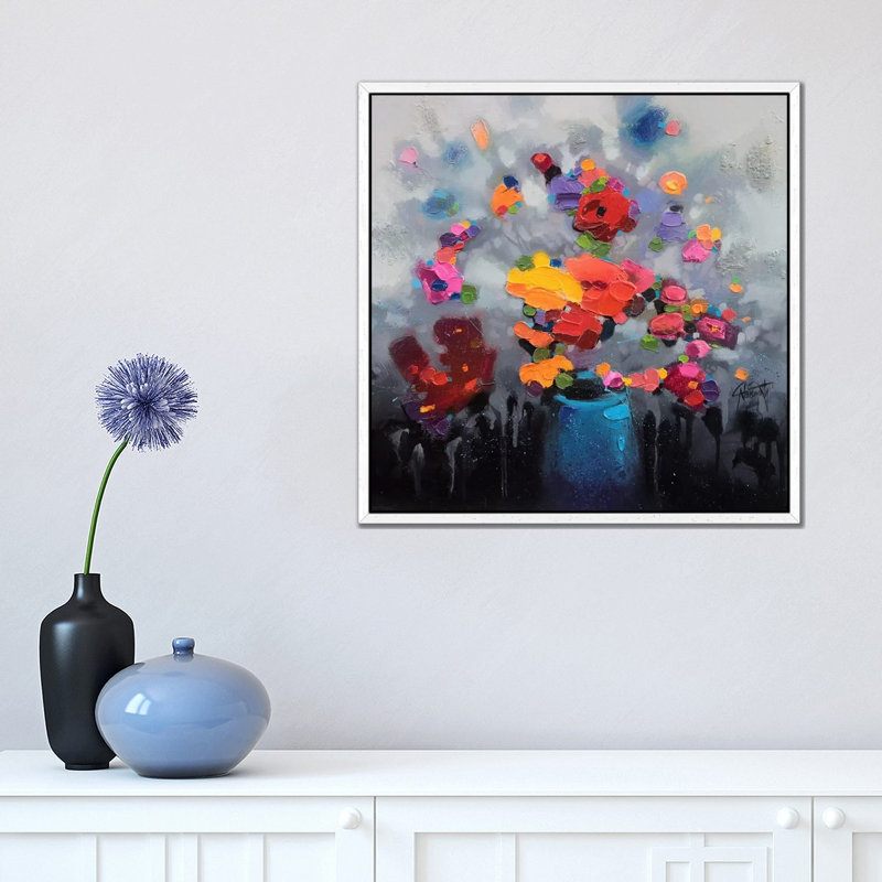 Bouquet I by Scott Naismith - Print on Canvas, 45.72 cm H x 45.72 cm W, White Framed
