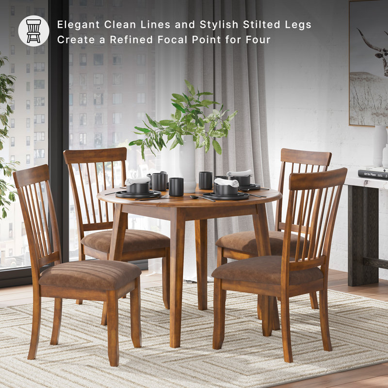 Tanan Extendable Round Solid Wood Base Dining Table