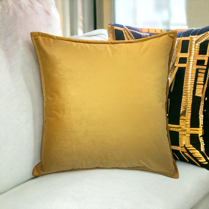 Velvet Pillow Cover, Square 18", Gold