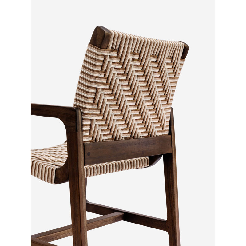 Chaise de salle à manger avec accoudoirs Amador, Motif café / terracota
