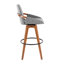 Tabouret 29 "de hauteur fixe avec pivot en bambou noyer et tissu gris avec repose-pieds rond en métal noir