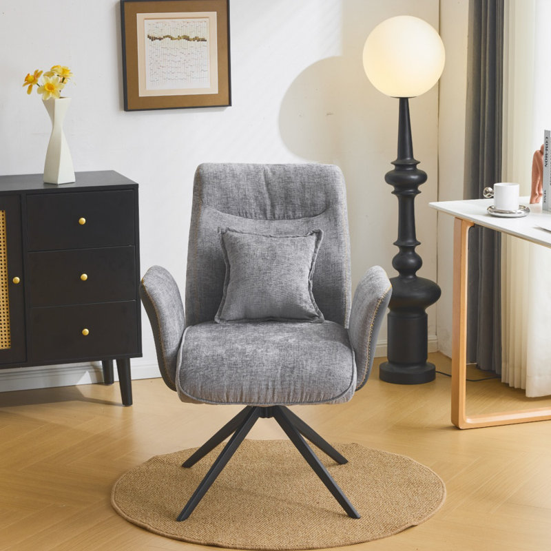 Chaise de bureau pivotante en queue d'aronde 28,3 po Chenille, Gris