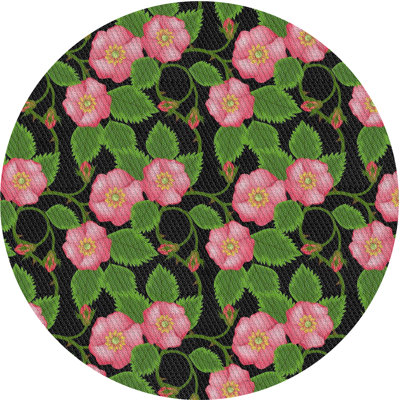 Jaune floral/vert Tapis décoratif