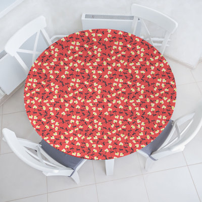 East Urban Home Flower Fitted Round TableclotCoral Cream 80309