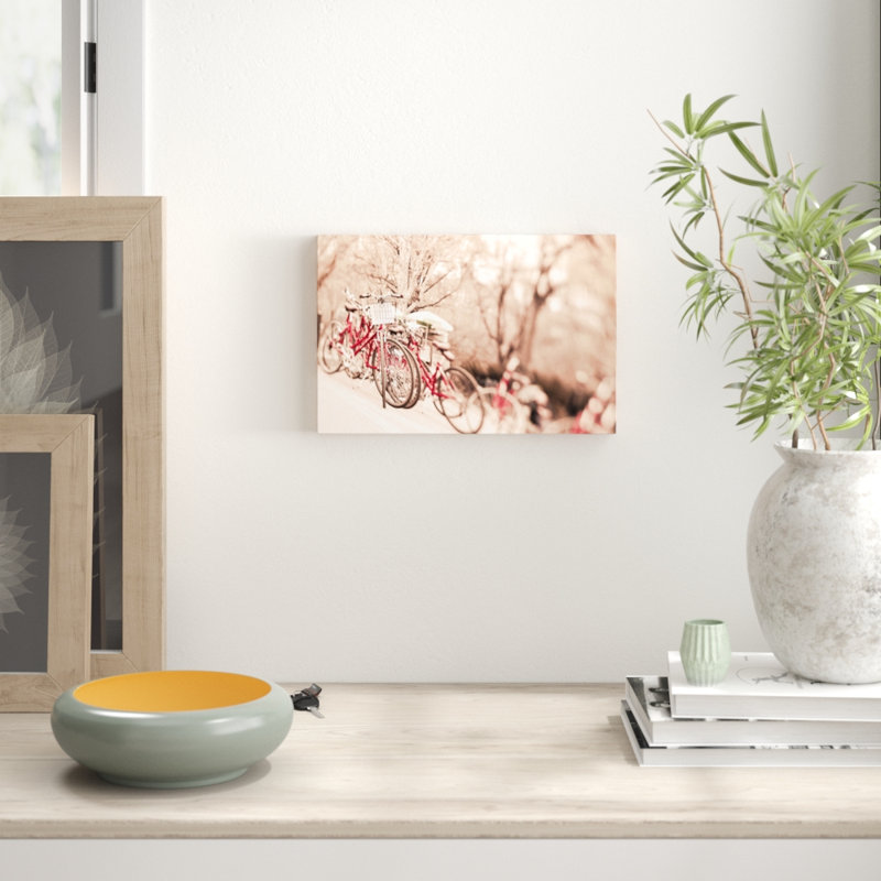 Little Red Riding Bike by Morgan J Hartley - Wrapped Canvas Print, 30cm H x 45cm W x 3.81cm D
