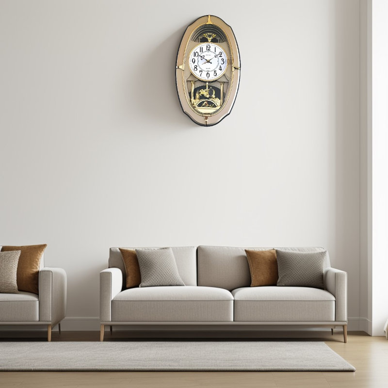Horloge murale 20,5 po H brun clair et doré