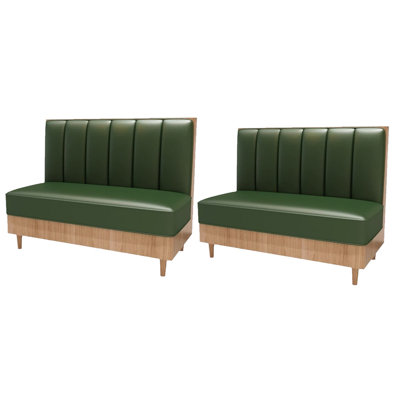 Modern 2-seat Green Faux Leather Dining Booth