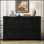 Buffet de rangement à 4 portes avec tablettes réglables et poignées rétro Atimon, rangement spacieux, pieds en pin, pour le salon, le bureau et le vestibule-1455051533