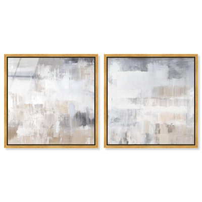 «Neutral Luxe Minimalist», ensemble d'art mural abstrait en verre acrylique ultrabrillant encadré par Art Remedy, cadre doré, 12 x 12