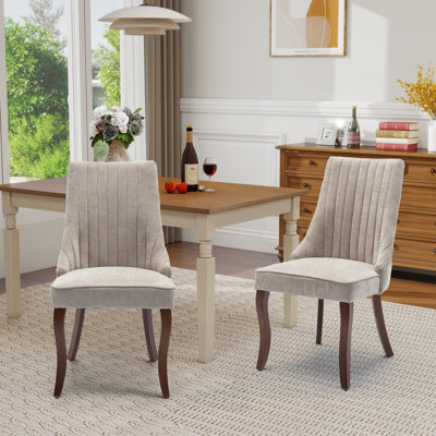 Upholstered Channel Tufting Dining Chairs (Set Of 2)