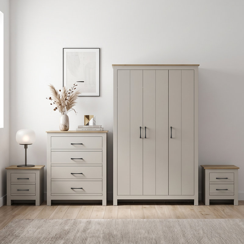 Limestone Alezae 4 Piece Bedroom Set, Light Grey