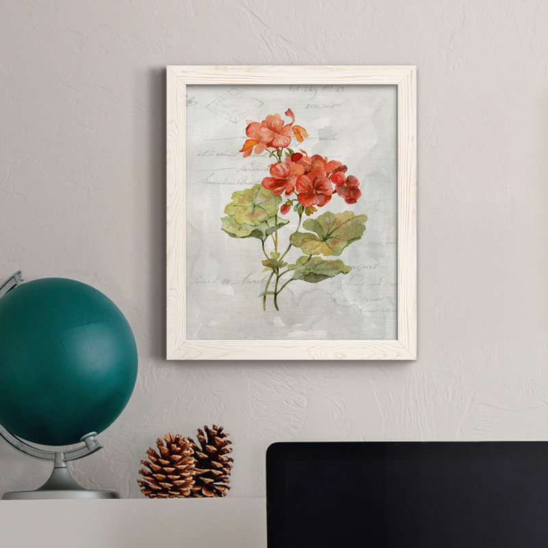 Lin géranium - peinture sur toile encadrée, Blanc, H 37,5 po x l 27,5 po x P 1,5 po