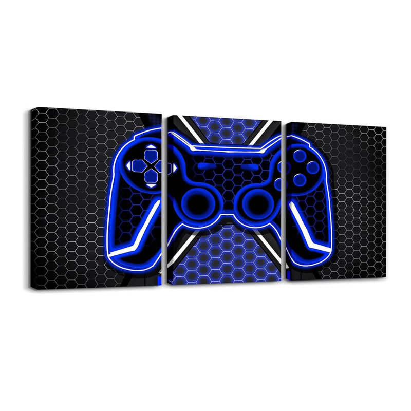 3 Piece Wrapped Canvas Wall Art, Blue