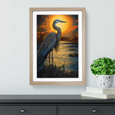 Heron Nouveau - Framed Print