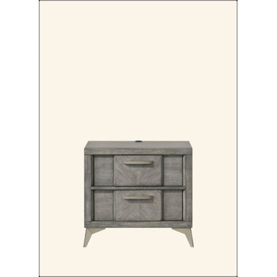 2 Drawer Nightsand In Gray Bookmatched Veneers