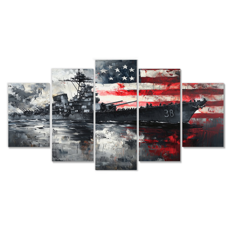 Pearl Harbor et Patriot Memories I - art mural États-Unis - Toile d'art murale traditionnelle 5 pièces