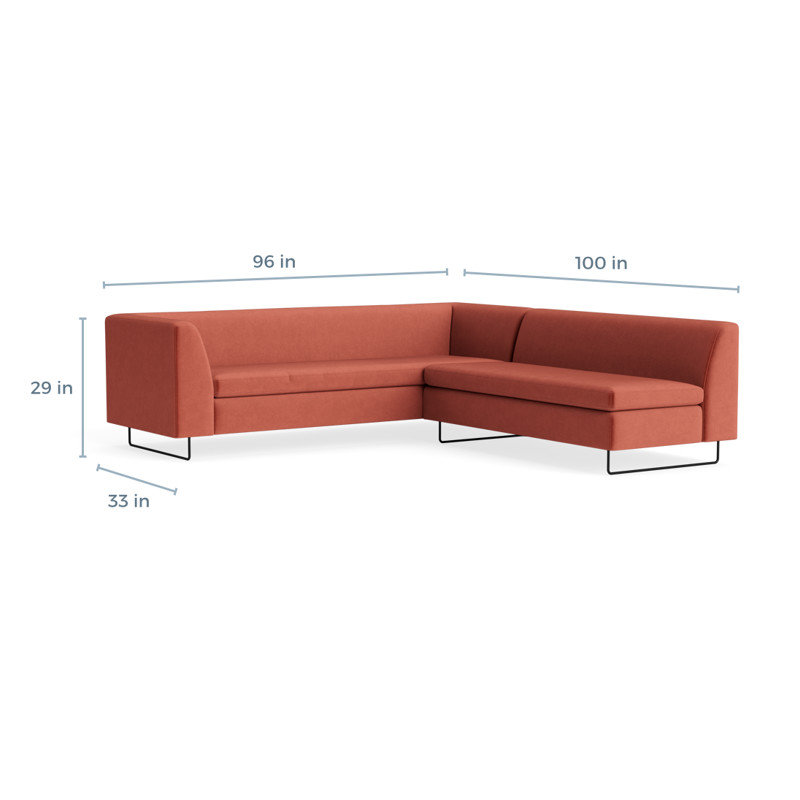 MTO - Bonnie & Clyde Sectional Sofa w/ Black Legs, Tomato Velvet