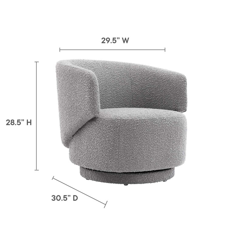 Modway Celestia Boucle Fabric Swivel Chair, Light Gray Polyester Blend