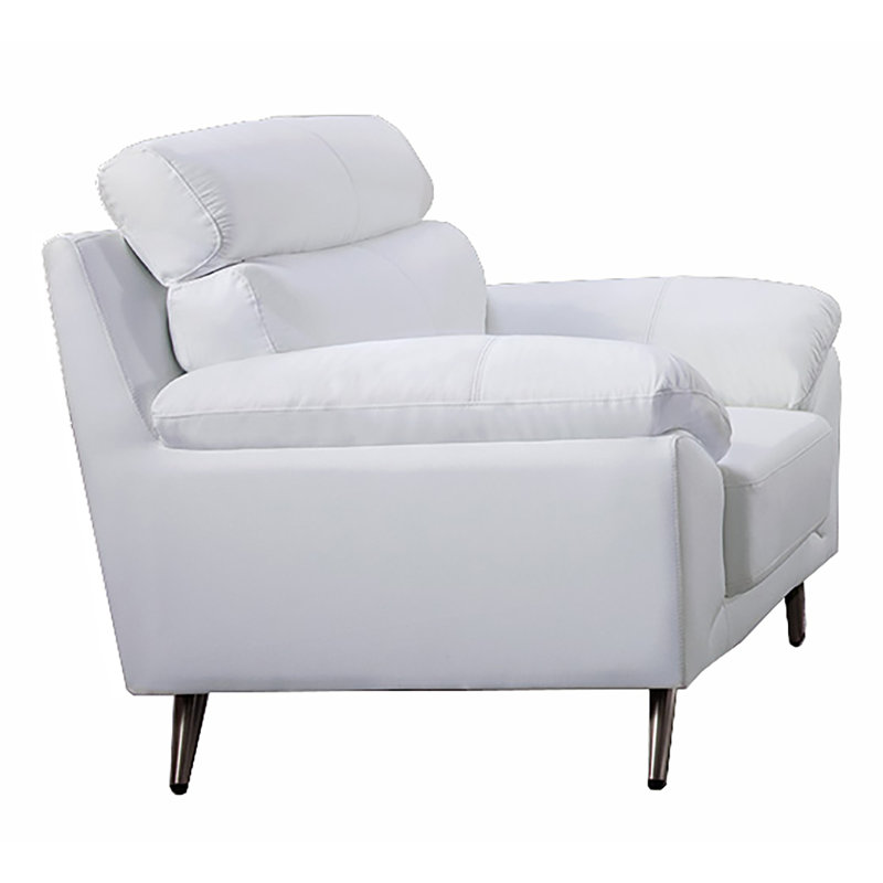 Fauteuil Linnell, Cuir véritable blanc