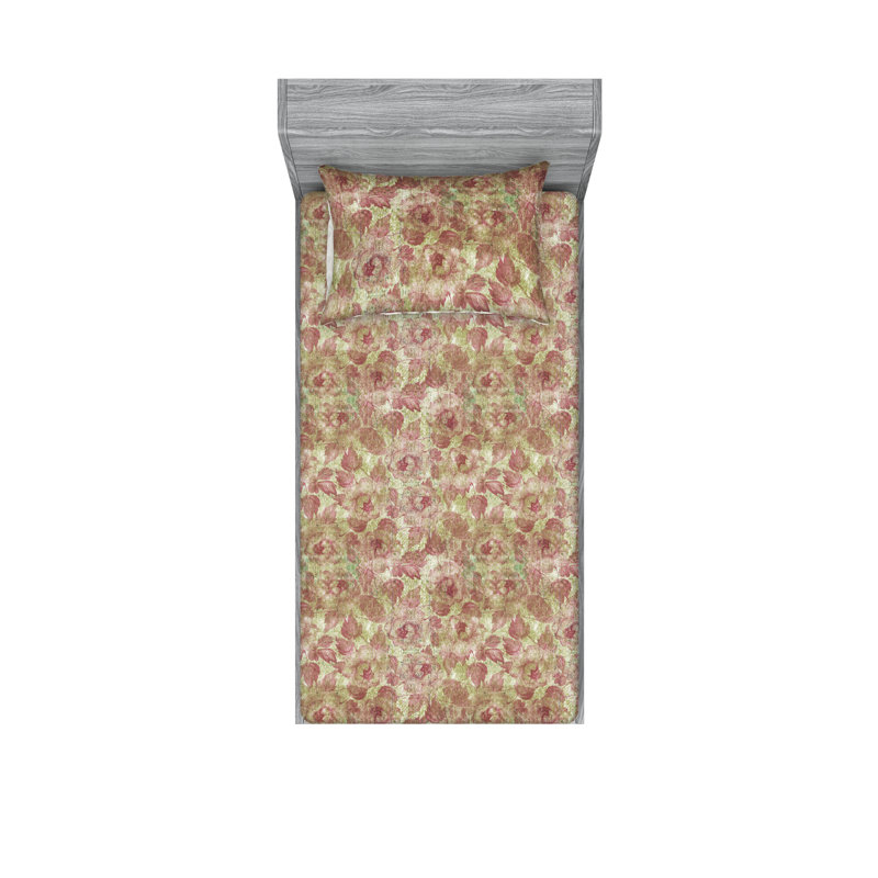 Drap-housse et taies décoratives 3 pièces Ambesonne, Ensemble de draps pour lit simple avec 1 taie d'or