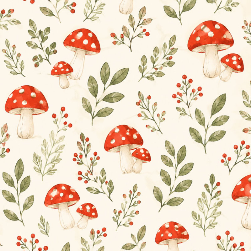 Papier peint adhésif pelez et collez champignon rouge botanique feuilles vertes contact papier amovible auto-adhésif mural pour armoires de cuisine de chambre à coucher 17,7 po x 118 po