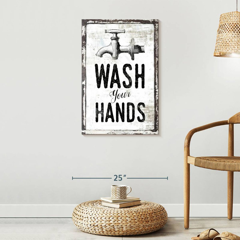 «Wash Your Hands», impression sur toile, H 30 po x l 20 po x P 1,25 po