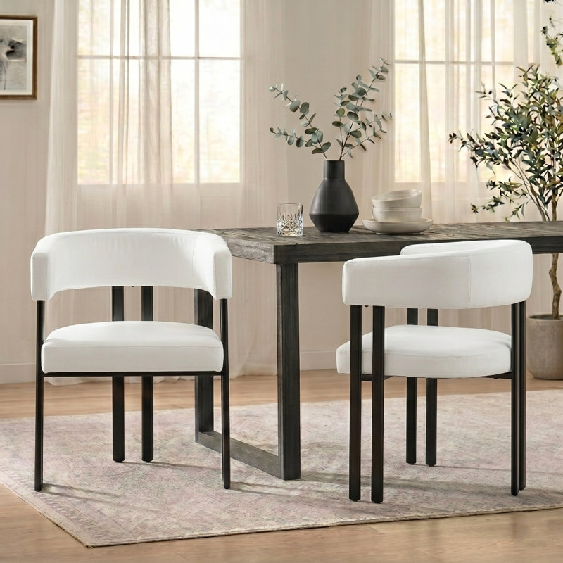 Chaise de salle à manger moderne en similicuir, Beige