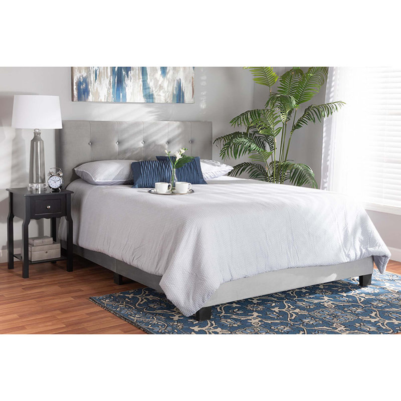 Lit tapissier capitonné standard Purcellville, Double, Gris