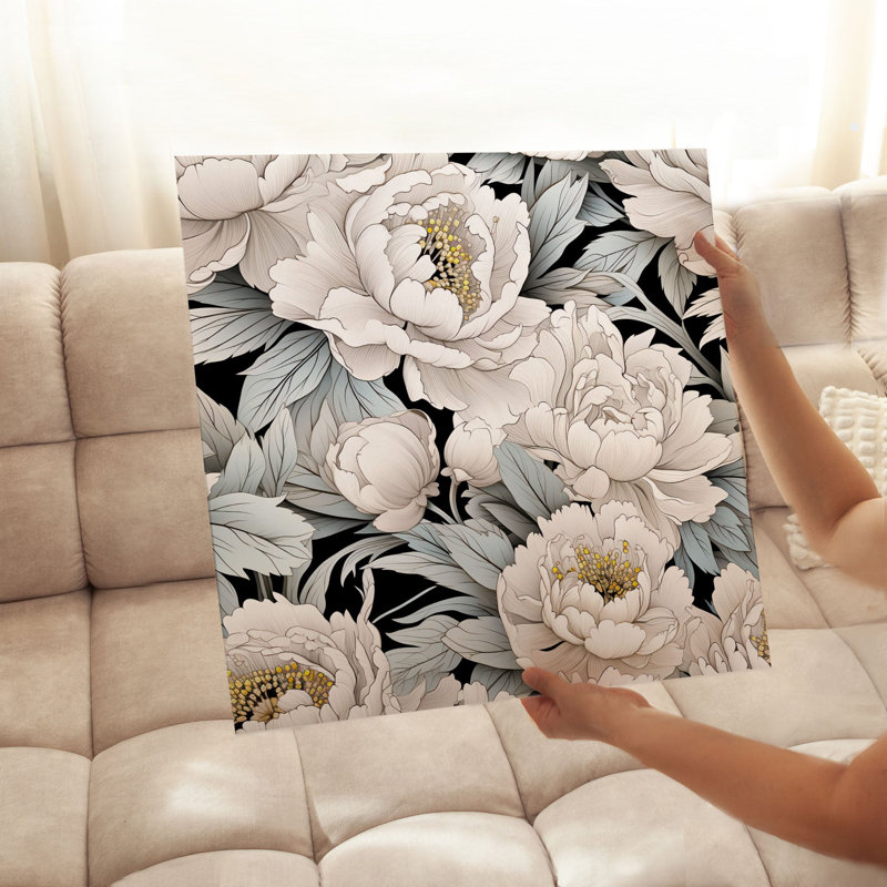Motif floral de luxe pivoines XVIII, H 14 po x l 14 po