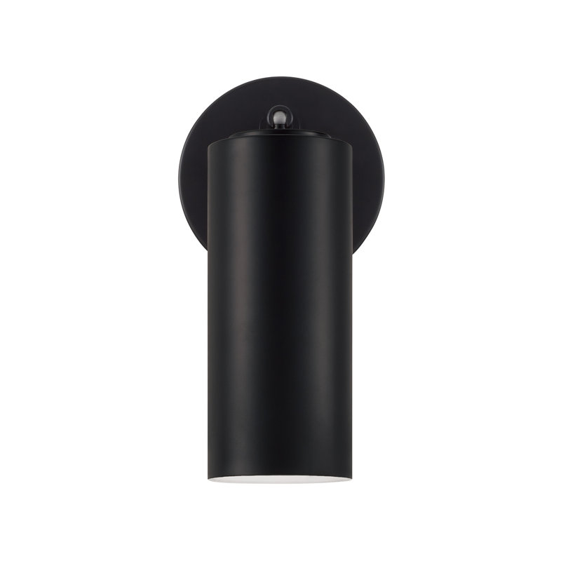 5" W x 9.75" H 1-Light Adjustable Sconce in Matte Black with Matte White Interior and Repositional Metal Shade with Optional Plug-in and Cord Cover