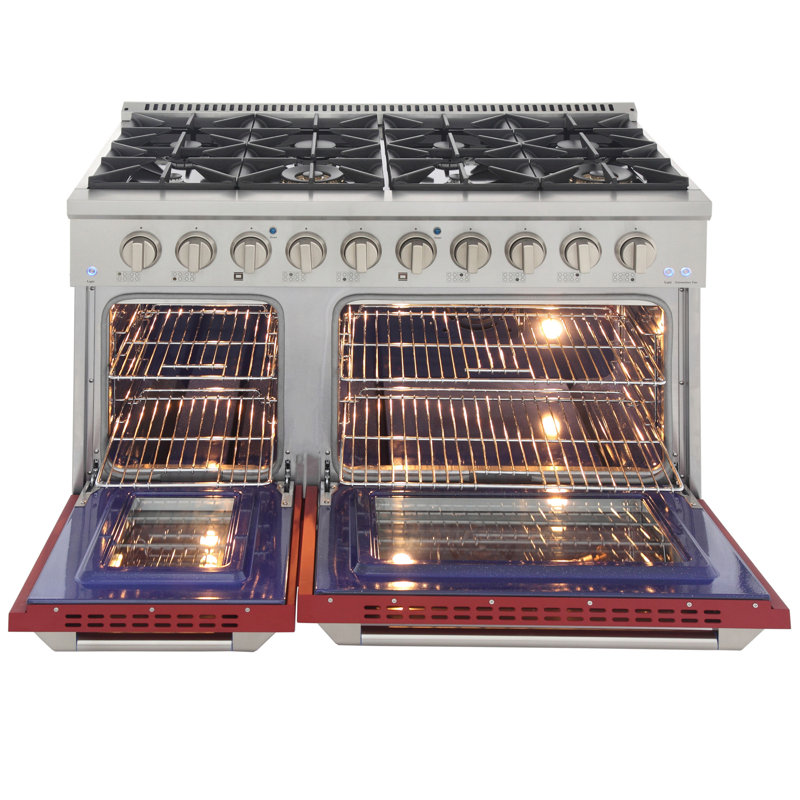 Kucht 48'' W Dual Fuel Range, Red, Liquid Propane