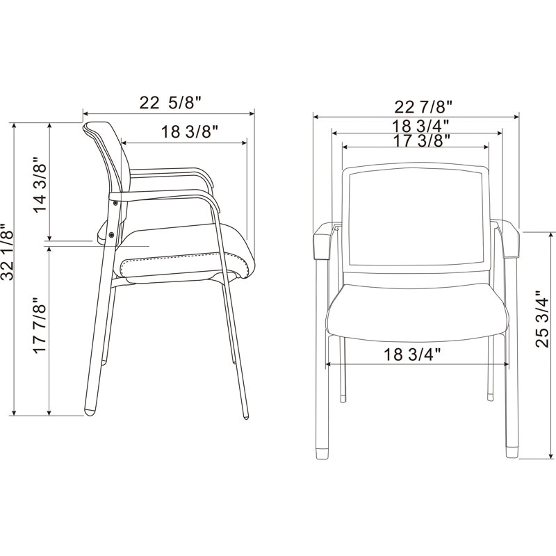 Chaise de salle d'attente empilable 22,05 po