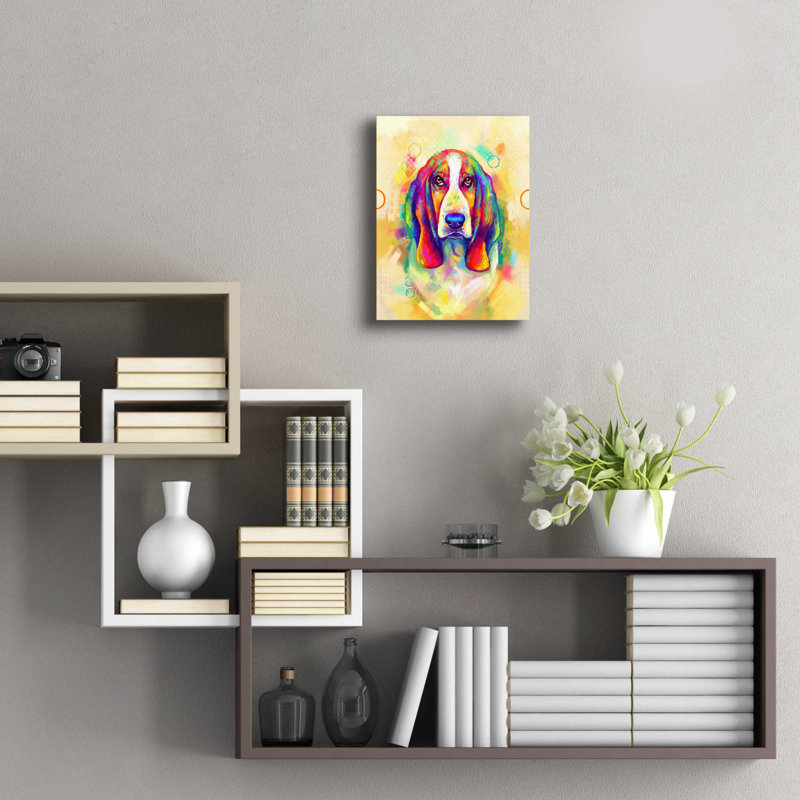 Popet basset hound - impression sans cadre, H 16 po x l 12 po x P 0,13 po
