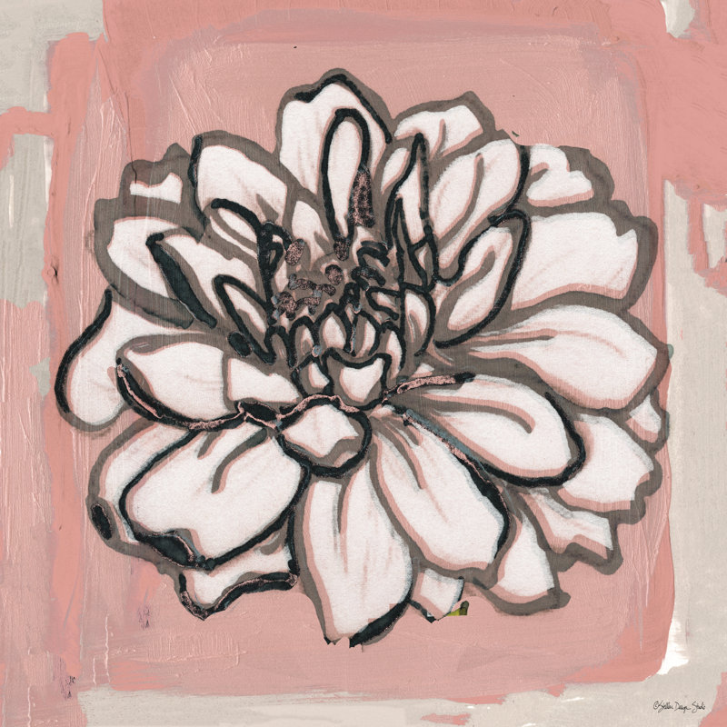 Motif floral rose et gris par Stellar Design Studio - impression, H 36 po x l 36 po, Toile tendue
