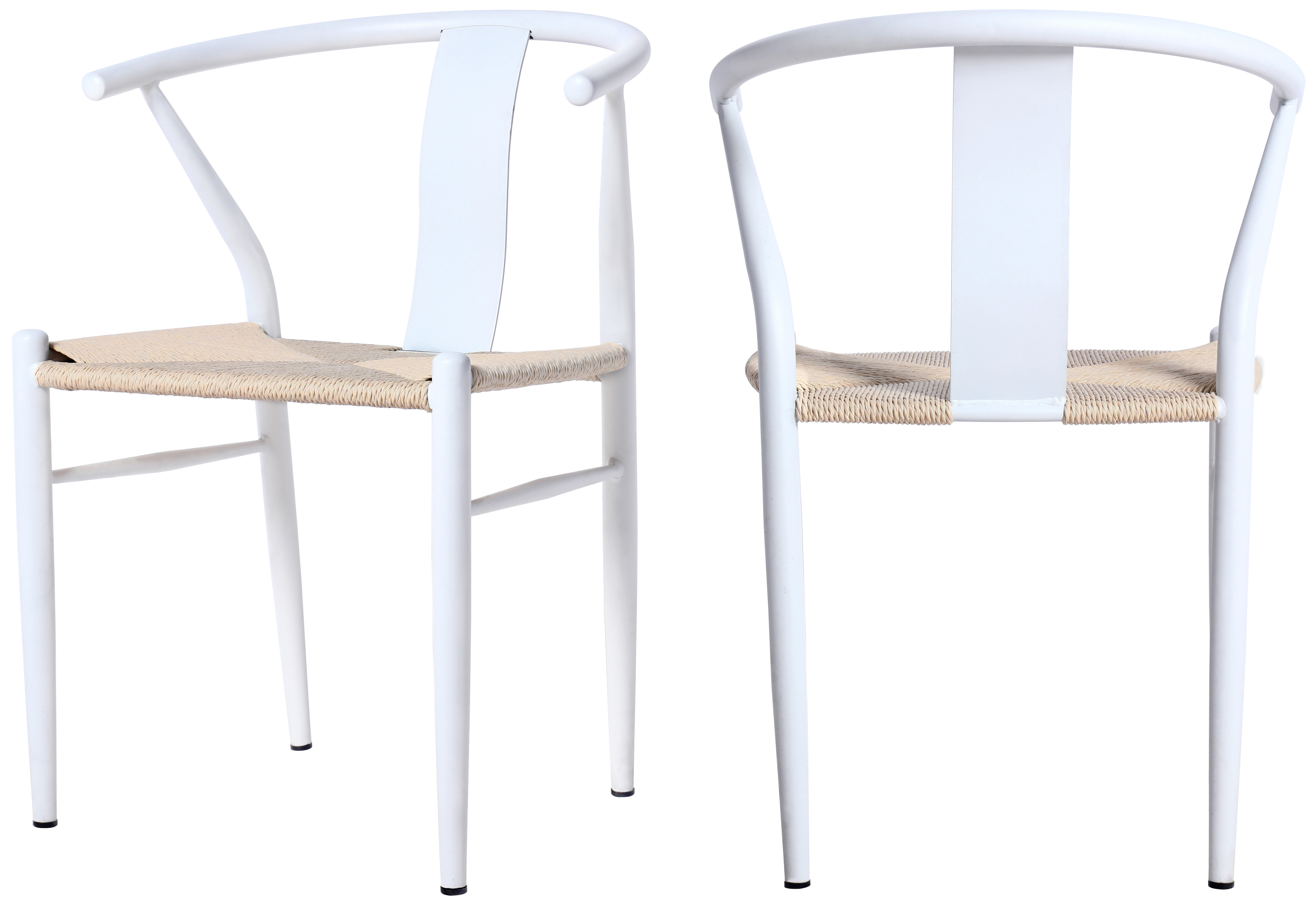 Mid-Century Metal Dining Chair Weave Seat (Set of 2) Mistana Frame Color: White