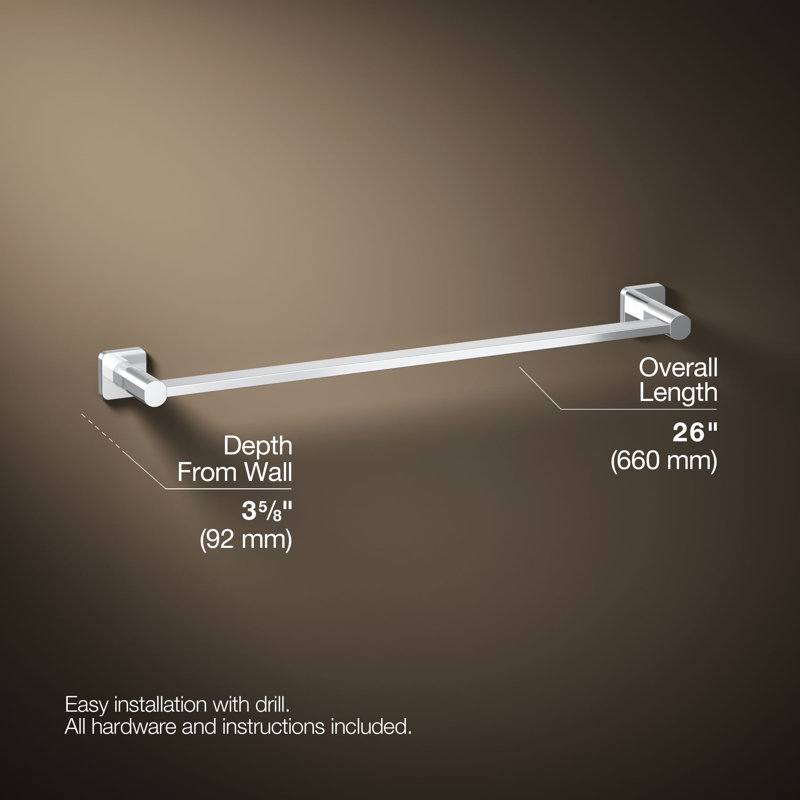 Parallel Towel Bar, Polished Chrome, 24"W